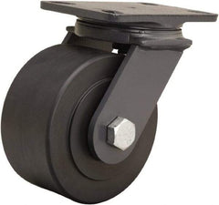 Hamilton - 6" Diam x 3" Wide x 7-3/4" OAH Top Plate Mount Swivel Caster - Nylon, 2,400 Lb Capacity, Sealed Precision Ball Bearing, 4-1/2 x 6-1/2" Plate - Makers Industrial Supply