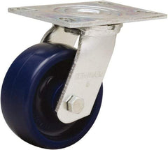 Hamilton - 5" Diam x 2" Wide x 6-1/2" OAH Top Plate Mount Swivel Caster - Polyurethane, 900 Lb Capacity, Sealed Precision Ball Bearing, 4-1/2 x 6-1/4" Plate - Makers Industrial Supply