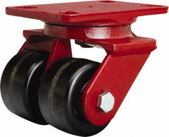 Hamilton - 3-1/4" Diam x 2" Wide x 5-1/4" OAH Top Plate Mount Swivel Caster - Phenolic, 1,400 Lb Capacity, Straight Roller Bearing, 4-1/2 x 6-1/2" Plate - Makers Industrial Supply