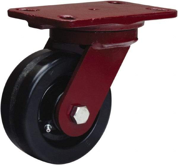 Hamilton - 5" Diam x 2" Wide x 6-3/4" OAH Top Plate Mount Swivel Caster - Phenolic, 1,000 Lb Capacity, Straight Roller Bearing, 4-1/2 x 6-1/2" Plate - Makers Industrial Supply