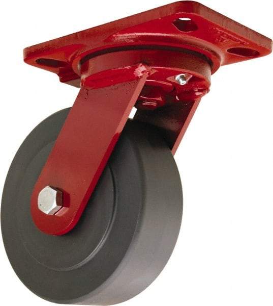 Hamilton - 6" Diam x 2" Wide x 7-3/4" OAH Top Plate Mount Swivel Caster - Nylon, 2,000 Lb Capacity, Sealed Precision Ball Bearing, 4-1/2 x 6-1/2" Plate - Makers Industrial Supply