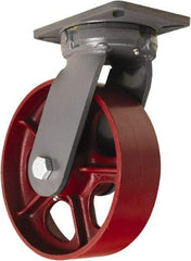 Hamilton - 10" Diam x 3" Wide x 12-1/2" OAH Top Plate Mount Swivel Caster - Cast Iron, 2,600 Lb Capacity, Straight Roller Bearing, 5-1/4 x 7-1/4" Plate - Makers Industrial Supply