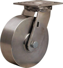 Hamilton - 6" Diam x 2" Wide x 7-1/2" OAH Top Plate Mount Swivel Caster - Forged Steel, 800 Lb Capacity, Plain Bore Bearing, 3-3/4 x 4-1/2" Plate - Makers Industrial Supply