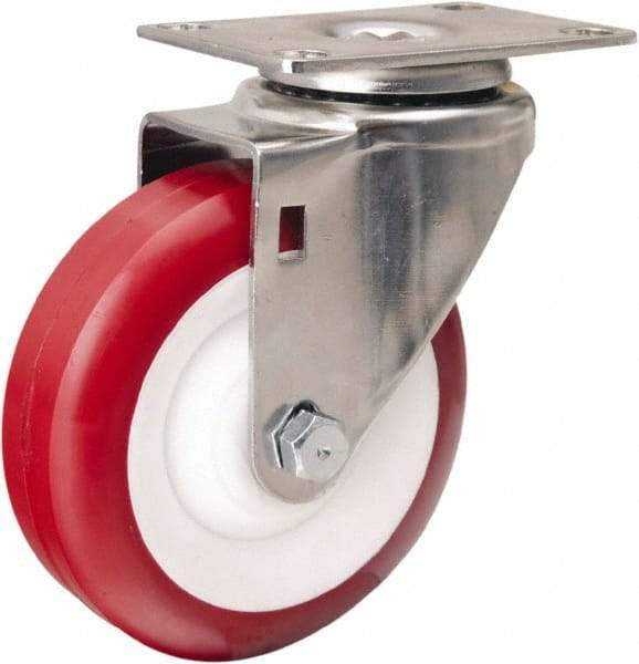 Hamilton - 4" Diam x 1-3/8" Wide x 5-1/8" OAH Top Plate Mount Swivel Caster - Polyurethane Mold on Polypropylene, 325 Lb Capacity, Delrin Bearing, 2-3/8 x 3-5/8" Plate - Makers Industrial Supply