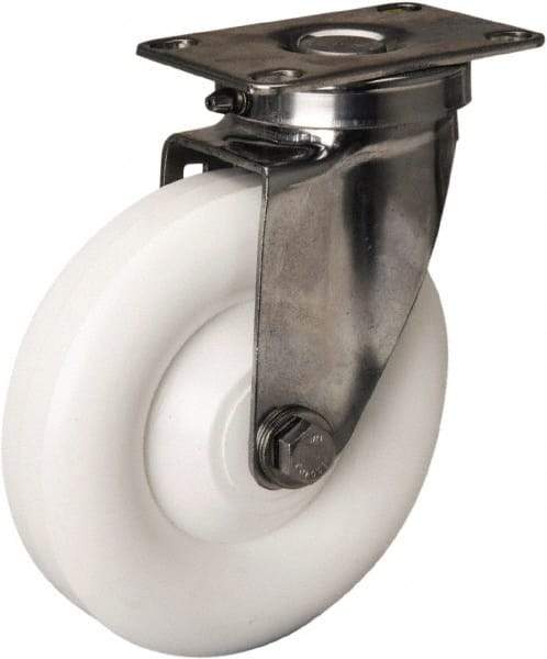 Hamilton - 5" Diam x 1-3/8" Wide x 6-1/4" OAH Top Plate Mount Swivel Caster - Polyolefin, 300 Lb Capacity, Plain Bore Bearing, 2-3/8 x 3-5/8" Plate - Makers Industrial Supply