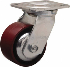 Hamilton - 4" Diam x 2" Wide x 5-5/8" OAH Top Plate Mount Swivel Caster - Cast Iron, 900 Lb Capacity, Sealed Precision Ball Bearing, 4 x 4-1/2" Plate - Makers Industrial Supply