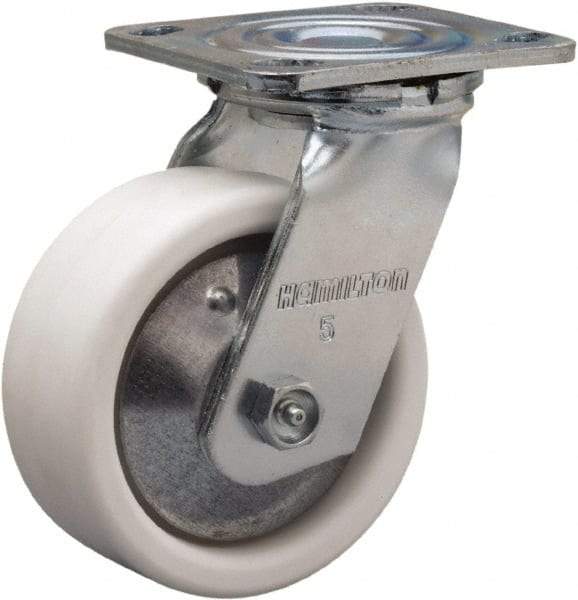 Hamilton - 5" Diam x 2" Wide x 6-1/2" OAH Top Plate Mount Swivel Caster - Polyolefin, 650 Lb Capacity, Delrin Bearing, 4 x 4-1/2" Plate - Makers Industrial Supply