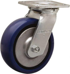 Hamilton - 6" Diam x 2" Wide x 7-1/2" OAH Top Plate Mount Swivel Caster - Polyurethane, 900 Lb Capacity, Sealed Precision Ball Bearing, 4 x 4-1/2" Plate - Makers Industrial Supply