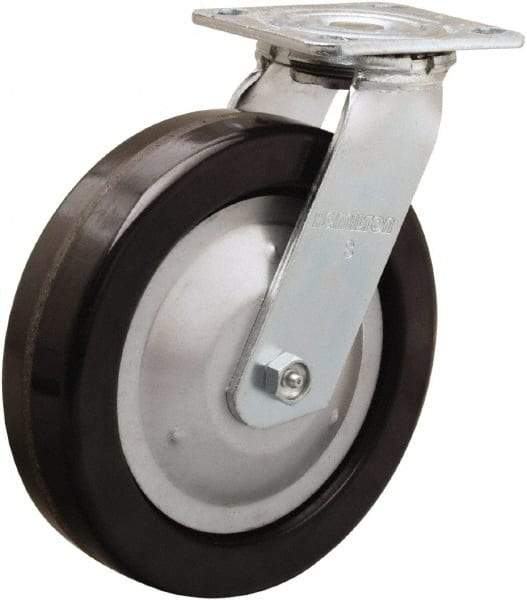 Hamilton - 8" Diam x 2" Wide x 9-1/2" OAH Top Plate Mount Swivel Caster - Phenolic, 1,250 Lb Capacity, Straight Roller Bearing, 4 x 4-1/2" Plate - Makers Industrial Supply