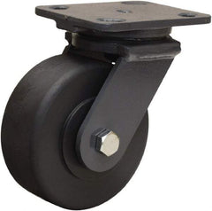 Hamilton - 5" Diam x 2" Wide x 6-1/2" OAH Top Plate Mount Swivel Caster - Nylon, 2,000 Lb Capacity, Sealed Precision Ball Bearing, 4 x 5" Plate - Makers Industrial Supply