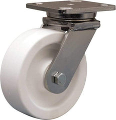 Hamilton - 6" Diam x 2" Wide x 7-1/2" OAH Top Plate Mount Swivel Caster - Polyolefin, 750 Lb Capacity, Delrin Bearing, 4 x 5" Plate - Makers Industrial Supply