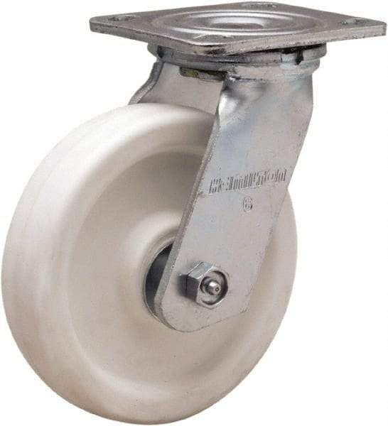 Hamilton - 6" Diam x 1-1/2" Wide x 7-1/2" OAH Top Plate Mount Swivel Caster - Polyolefin, 550 Lb Capacity, Delrin Bearing, 4 x 4-1/2" Plate - Makers Industrial Supply