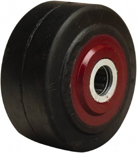 Hamilton - 4 Inch Diameter x 2 Inch Wide, Rubber on Cast Iron Caster Wheel - 300 Lb. Capacity, 2-1/4 Inch Hub Length, 1/2 Inch Axle Diameter, Straight Roller Bearing - Makers Industrial Supply