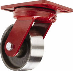 Hamilton - 5" Diam x 2" Wide x 6-3/4" OAH Top Plate Mount Swivel Caster - Forged Steel, 2,000 Lb Capacity, Sealed Precision Ball Bearing, 4-1/2 x 6-1/2" Plate - Makers Industrial Supply