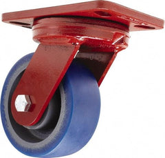 Hamilton - 5" Diam x 2" Wide x 6-3/4" OAH Top Plate Mount Swivel Caster - Polyurethane, 840 Lb Capacity, Sealed Precision Ball Bearing, 4-1/2 x 6-1/2" Plate - Makers Industrial Supply