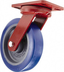 Hamilton - 8" Diam x 2" Wide x 9-3/4" OAH Top Plate Mount Swivel Caster - Polyurethane, 1,650 Lb Capacity, Sealed Precision Ball Bearing, 4-1/2 x 6-1/2" Plate - Makers Industrial Supply