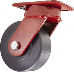 Hamilton - 5" Diam x 2" Wide x 6-1/2" OAH Top Plate Mount Swivel Caster - Nylon, 2,000 Lb Capacity, Sealed Precision Ball Bearing, 4 x 5" Plate - Makers Industrial Supply