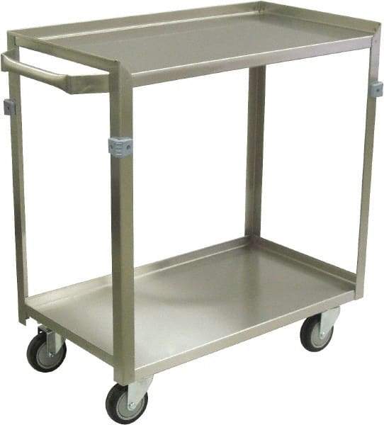 Jamco - 600 Lb Capacity, 24" Wide x 16" Long x 34" High Shelf Cart - 2 Shelf, Stainless Steel, 4 Swivel Casters - Makers Industrial Supply