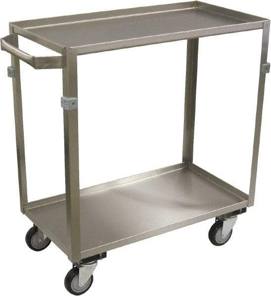 Jamco - 600 Lb Capacity, 22" Wide x 36" Long x 34" High Service Cart - 2 Shelf, Stainless Steel, 4 Swivel Casters - Makers Industrial Supply