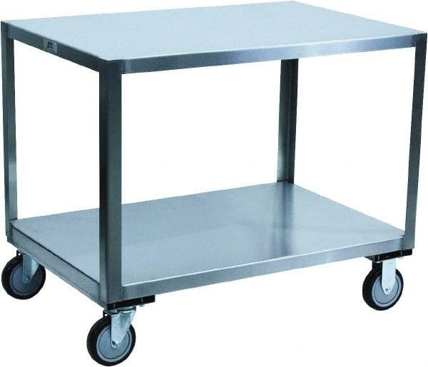 Jamco - 1,200 Lb Capacity, 60" Wide x 30" Long x 30" High Transport Cart - 2 Shelf, Stainless Steel, 2 Rigid/2 Swivel Casters - Makers Industrial Supply