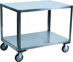 Jamco - 1,200 Lb Capacity, 36" Wide x 24" Long x 30" High Transport Cart - 2 Shelf, Stainless Steel, 2 Rigid/2 Swivel Casters - Makers Industrial Supply