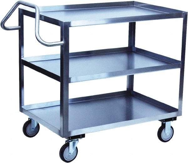 Jamco - 1,200 Lb Capacity, 36" Wide x 24" Long x 39" High Shelf Cart - 3 Shelf, Stainless Steel - Makers Industrial Supply