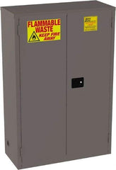 Jamco - 2 Door, 2 Shelf, Yellow Steel Double Wall Safety Cabinet for Flammable and Combustible Liquids - 65" High x 18" Wide x 43" Deep, Manual Closing Door, 3 Point Key Lock, 45 Gal Capacity - Makers Industrial Supply