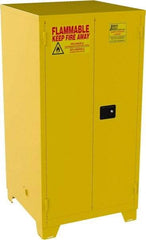 Jamco - 2 Door, 2 Shelf, Yellow Steel Double Wall Safety Cabinet for Flammable and Combustible Liquids - 70" High x 34" Wide x 34" Deep, Self Closing Door, 3 Point Key Lock, 60 Gal Capacity - Makers Industrial Supply