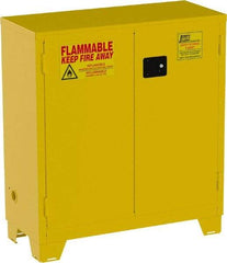 Jamco - 2 Door, 1 Shelf, Yellow Steel Double Wall Safety Cabinet for Flammable and Combustible Liquids - 49" High x 18" Wide x 43" Deep, Self Closing Door, 3 Point Key Lock, 30 Gal Capacity - Makers Industrial Supply