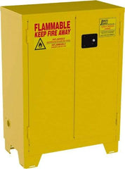 Jamco - 2 Door, 2 Shelf, Yellow Steel Double Wall Safety Cabinet for Flammable and Combustible Liquids - 49" High x 18" Wide x 34" Deep, Self Closing Door, 3 Point Key Lock, 28 Gal Capacity - Makers Industrial Supply