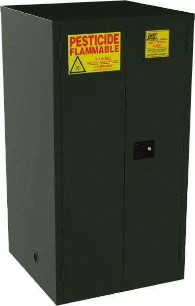 Jamco - 2 Door, 2 Shelf, Green Steel Double Wall Safety Cabinet for Flammable and Combustible Liquids - 65" High x 34" Wide x 34" Deep, Self Closing Door, 3 Point Key Lock, 60 Gal Capacity - Makers Industrial Supply