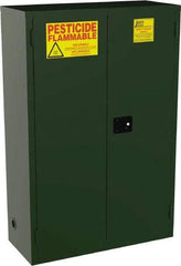 Jamco - 2 Door, 2 Shelf, Green Steel Double Wall Safety Cabinet for Flammable and Combustible Liquids - 44" High x 18" Wide x 43" Deep, Self Closing Door, 3 Point Key Lock, 45 Gal Capacity - Makers Industrial Supply