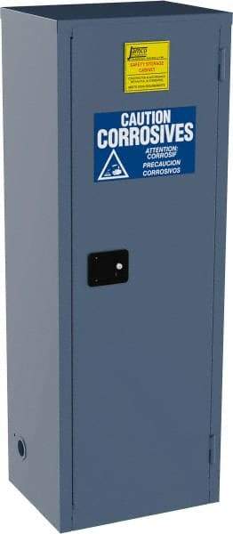 Jamco - 1 Door, 3 Shelf, Blue Steel Double Wall Safety Cabinet for Flammable and Combustible Liquids - 65" High x 18" Wide x 23" Deep, Self Closing Door, 3 Point Key Lock, 24 Gal Capacity - Makers Industrial Supply