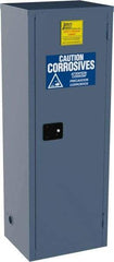 Jamco - 1 Door, 3 Shelf, Blue Steel Double Wall Safety Cabinet for Flammable and Combustible Liquids - 65" High x 18" Wide x 23" Deep, Self Closing Door, 3 Point Key Lock, 24 Gal Capacity - Makers Industrial Supply