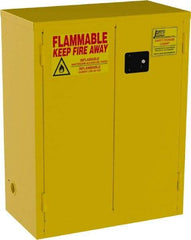 Jamco - 2 Door, 2 Shelf, Yellow Steel Double Wall Safety Cabinet for Flammable and Combustible Liquids - 44" High x 18" Wide x 34" Deep, Self Closing Door, 3 Point Key Lock, 28 Gal Capacity - Makers Industrial Supply