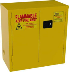 Jamco - 2 Door, 1 Shelf, Yellow Steel Double Wall Safety Cabinet for Flammable and Combustible Liquids - 35" High x 18" Wide x 34" Deep, Self Closing Door, 3 Point Key Lock, 22 Gal Capacity - Makers Industrial Supply