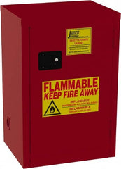 Jamco - 1 Door, 2 Shelf, Red Steel Double Wall Safety Cabinet for Flammable and Combustible Liquids - 35" High x 18" Wide x 23" Deep, Manual Closing Door, 3 Point Key Lock, 18 Gal Capacity - Makers Industrial Supply