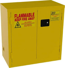 Jamco - 2 Door, 1 Shelf, Yellow Steel Double Wall Safety Cabinet for Flammable and Combustible Liquids - 35" High x 34" Wide x 18" Deep, Manual Closing Door, 3 Point Key Lock, 22 Gal Capacity - Makers Industrial Supply