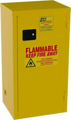 Jamco - 1 Door, 2 Shelf, Yellow Steel Double Wall Safety Cabinet for Flammable and Combustible Liquids - 44" High x 18" Wide x 23" Deep, Manual Closing Door, 3 Point Key Lock, 18 Gal Capacity - Makers Industrial Supply