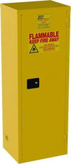 Jamco - 1 Door, 3 Shelf, Yellow Steel Double Wall Safety Cabinet for Flammable and Combustible Liquids - 65" High x 18" Wide x 23" Deep, Manual Closing Door, 3 Point Key Lock, 24 Gal Capacity - Makers Industrial Supply