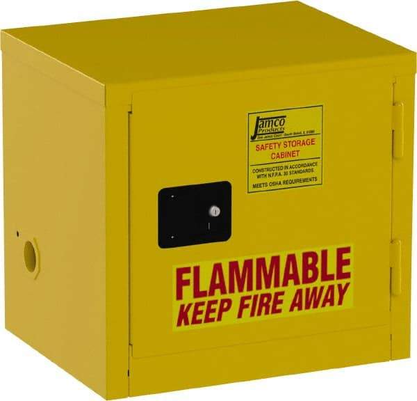 Jamco - 1 Door, Yellow Steel Double Wall Safety Cabinet for Flammable and Combustible Liquids - 22" High x 18" Wide x 23" Deep, Manual Closing Door, 3 Point Key Lock, 6 Gal Capacity - Makers Industrial Supply