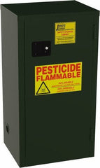 Jamco - 1 Door, 2 Shelf, Green Steel Double Wall Safety Cabinet for Flammable and Combustible Liquids - 44" High x 18" Wide x 23" Deep, Self Closing Door, 3 Point Key Lock, 18 Gal Capacity - Makers Industrial Supply