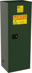 Jamco - 1 Door, 3 Shelf, Green Steel Double Wall Safety Cabinet for Flammable and Combustible Liquids - 65" High x 18" Wide x 23" Deep, Manual Closing Door, 3 Point Key Lock, 24 Gal Capacity - Makers Industrial Supply