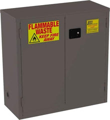 Jamco - 2 Door, 1 Shelf, Yellow Steel Double Wall Safety Cabinet for Flammable and Combustible Liquids - 44" High x 18" Wide x 43" Deep, Manual Closing Door, 3 Point Key Lock, 30 Gal Capacity - Makers Industrial Supply