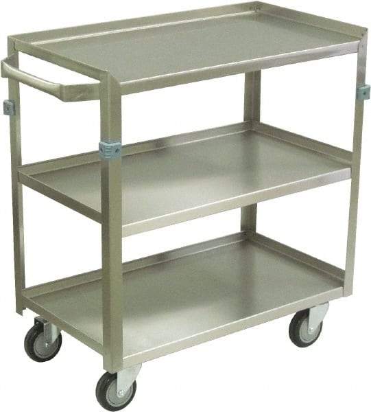 Jamco - 600 Lb Capacity, 30" Wide x 16" Long x 34" High Shelf Cart - 3 Shelf, Stainless Steel, 4 Swivel Casters - Makers Industrial Supply