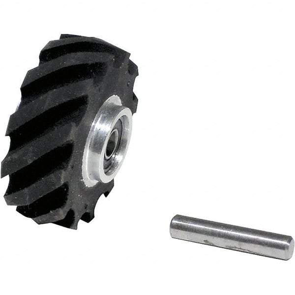 Dynabrade - 2" Diam x 5/8" Wide Contact Wheel Assembly - 5/8" Arbor Hole, Crowned, 40 Duro Rubber Face - Makers Industrial Supply