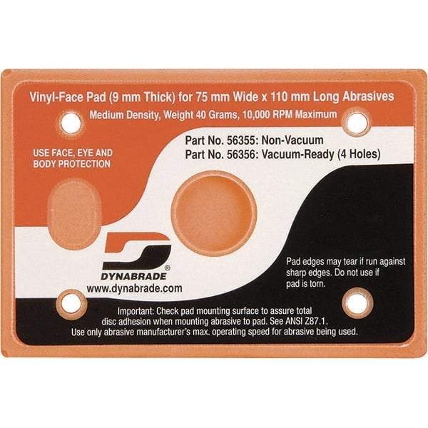 Dynabrade - 4-1/4 x 3" Rectangular Adhesive/PSA Backing Pad - Dynabug II Compatible, Screw Attachment, Nonvacuum Pad, 3/8" Thick, Medium Density - Makers Industrial Supply