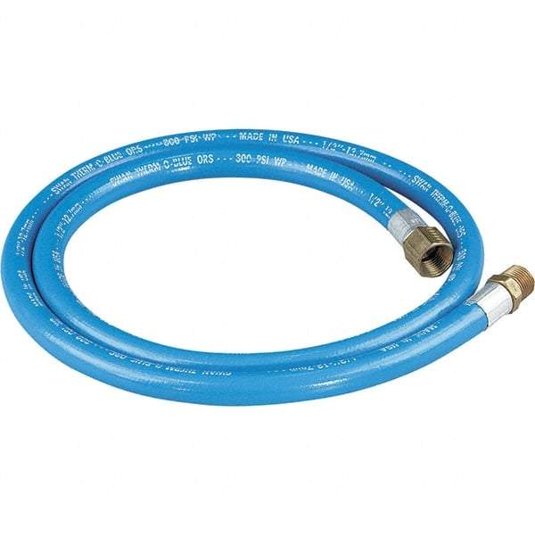 Dynabrade - 1/2" ID 5' Long Hose - Female/Male Ends, 90 Working psi, 1/2" Fitting, Blue - Makers Industrial Supply