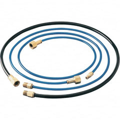 Dynabrade - 1/4" ID x 3/8" OD 3' Long Hose - Female/Male Ends, 90 Working psi, 1/4" Fitting, Black & Blue - Makers Industrial Supply