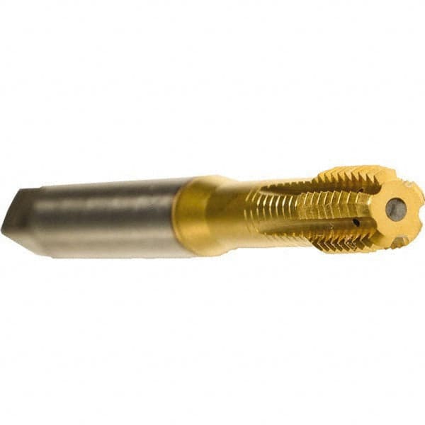 Emuge - #10-32 UNF 2BX Modified Bottoming Thread Forming Tap - Cobalt, TiN Finish, 2.756" OAL, 0.394" Thread Length, Right Hand Thread, Series Druck - Makers Industrial Supply